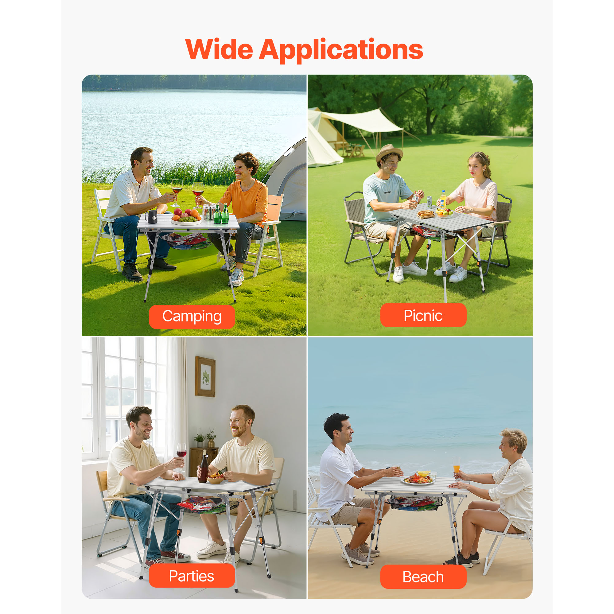 Folding Portable Camping Table Aluminum Outdoor Picnic Roll Up Table Mesh Layer_voghion.com